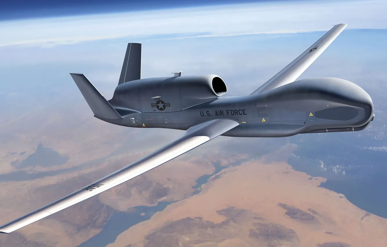 Photo wallpaper USA, UNITED STATES AIR FORCE, drone, American strategic reconnaissance UAV, Auletta, US Airforce, RQ-4B Global …