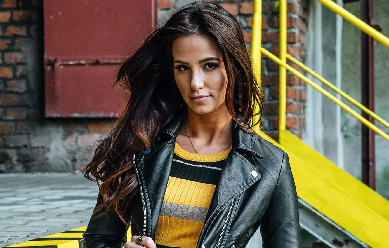 Photo wallpaper look, girl, pose, jacket, Mera Dress