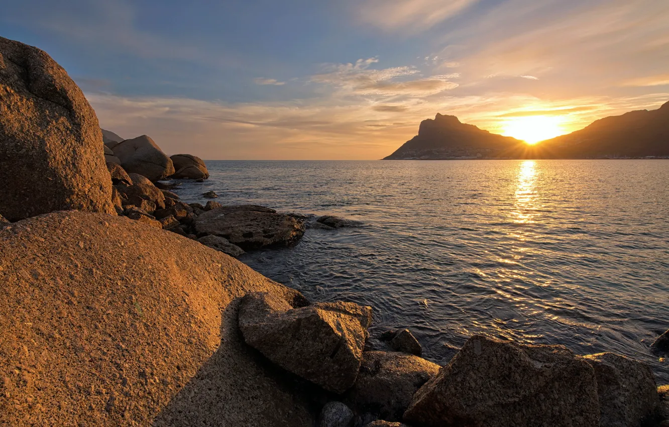 Photo wallpaper sea, landscape, sunset