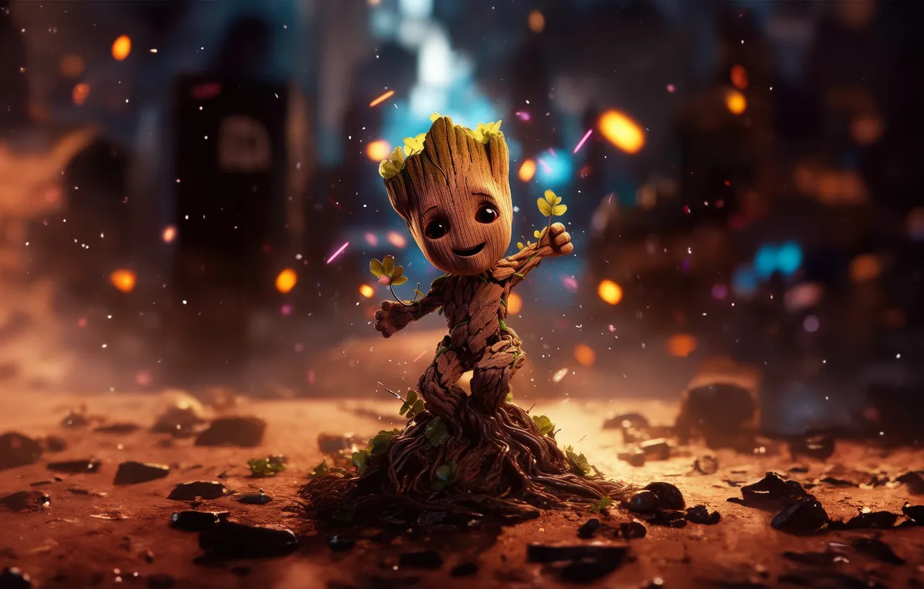 Photo wallpaper baby, joy, Groot, overflowing
