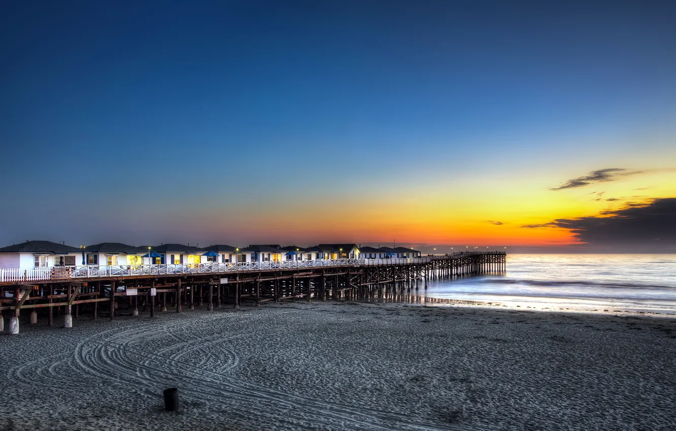 Photo wallpaper sea, landscape, bridge, home