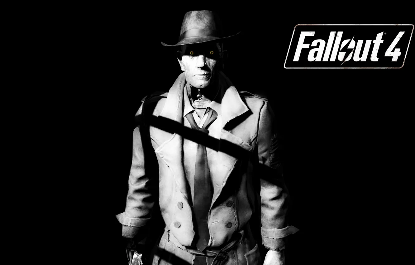 Photo wallpaper dark background, synthetic, Fallout 4, Nick Valentine