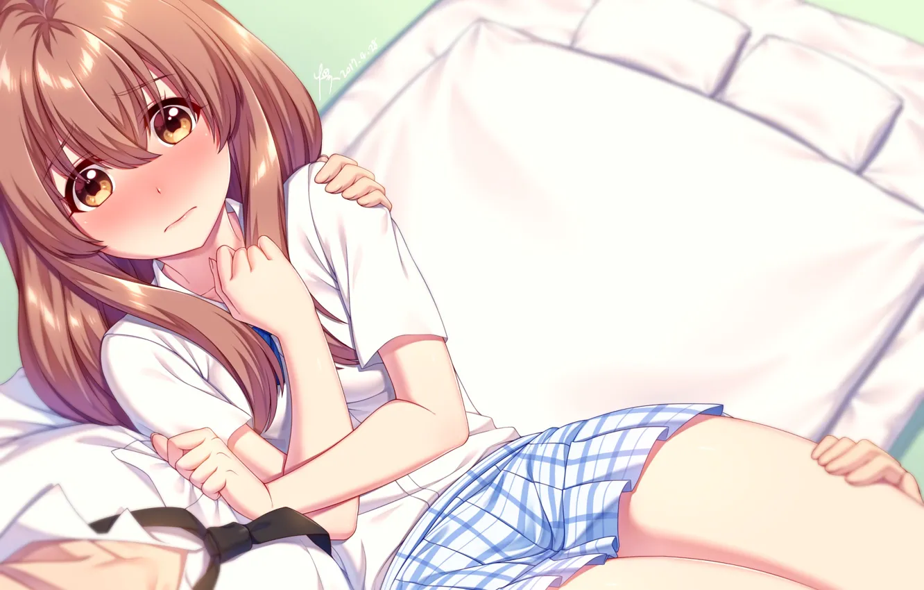 Photo wallpaper girl, guy, on hand, Form voice, You No Katachi, blushing