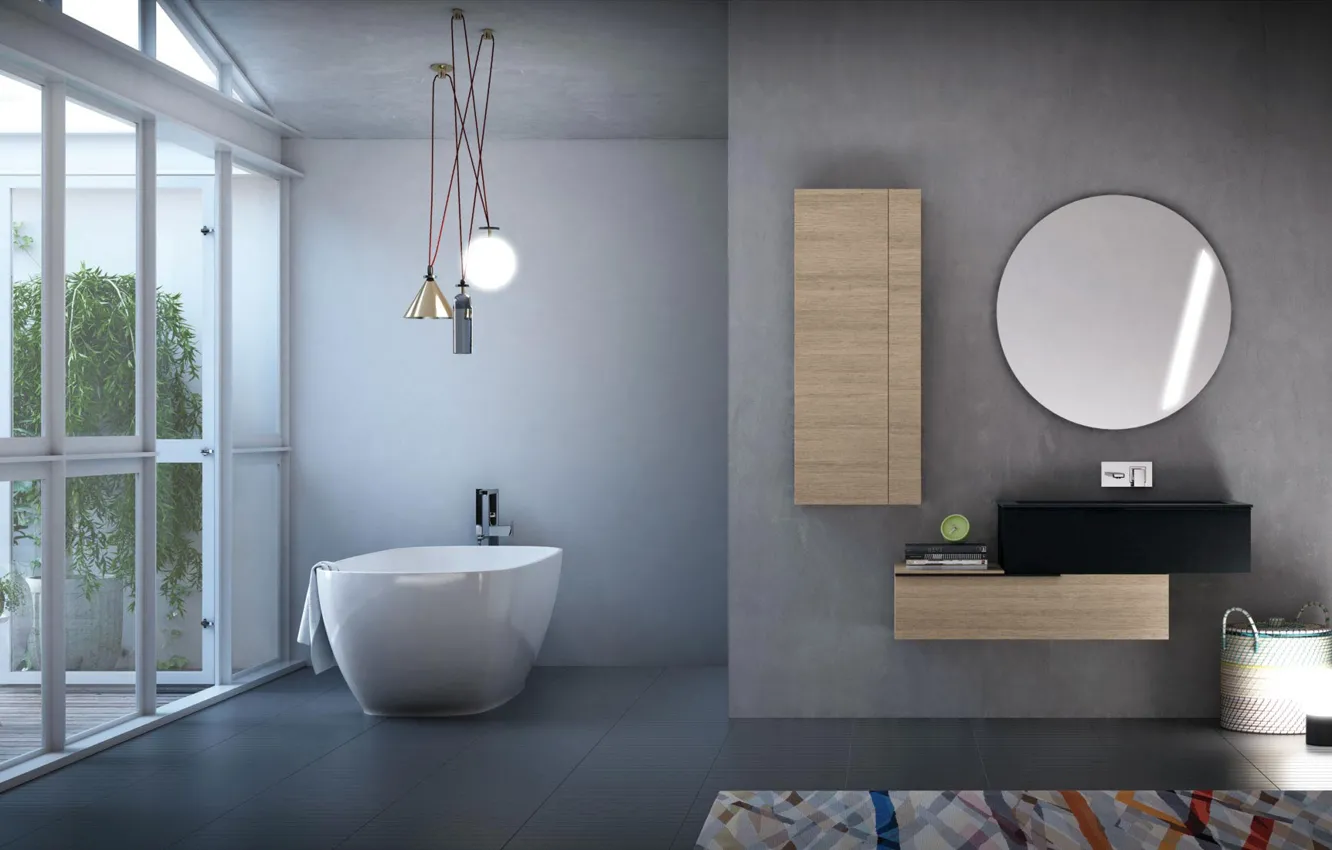 Photo wallpaper design, room, interior, bathroom