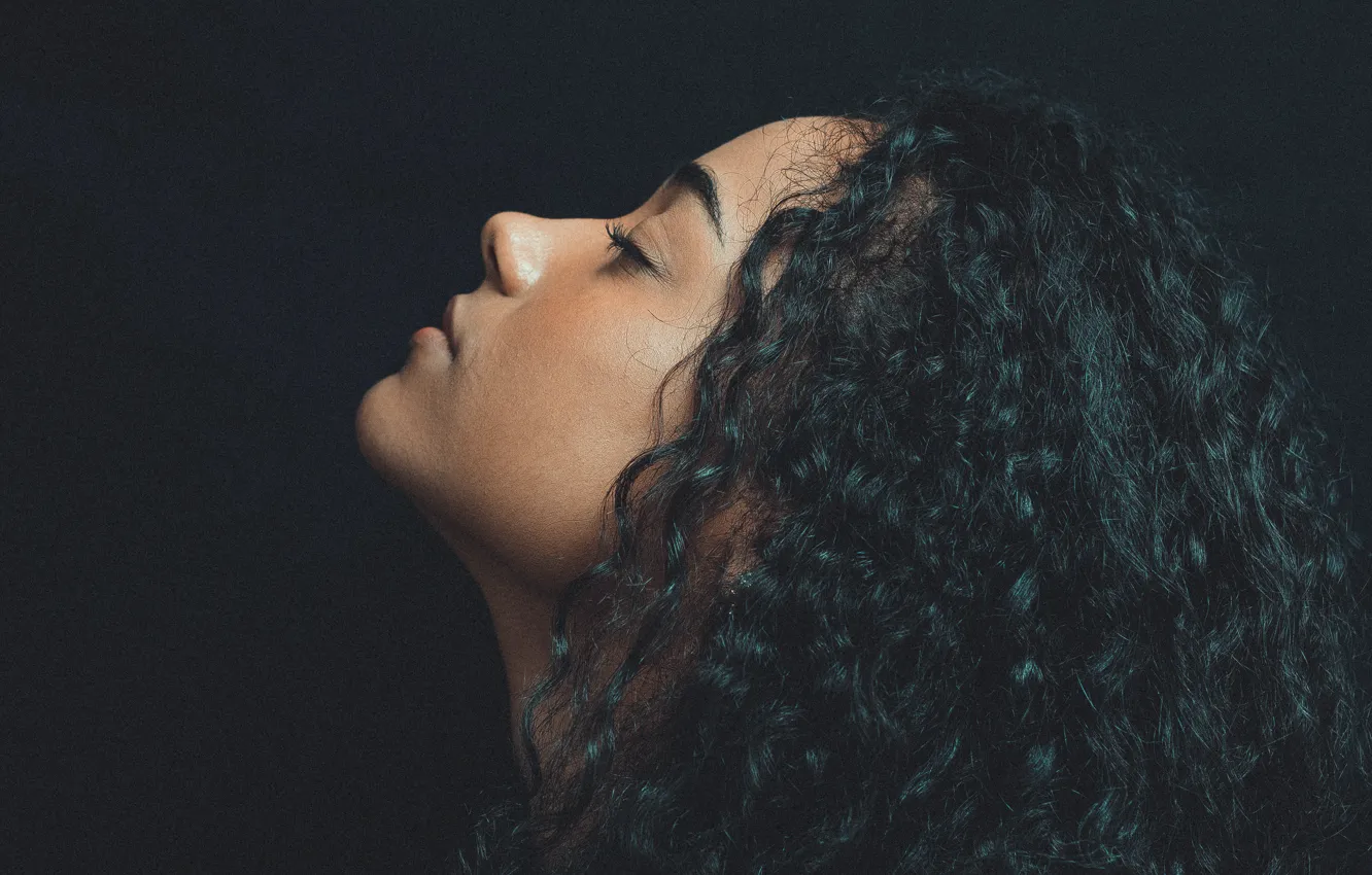 Photo wallpaper black hair, closed eyes, black hair, portrait of a girl, closed eyes, Dark Skin, African …