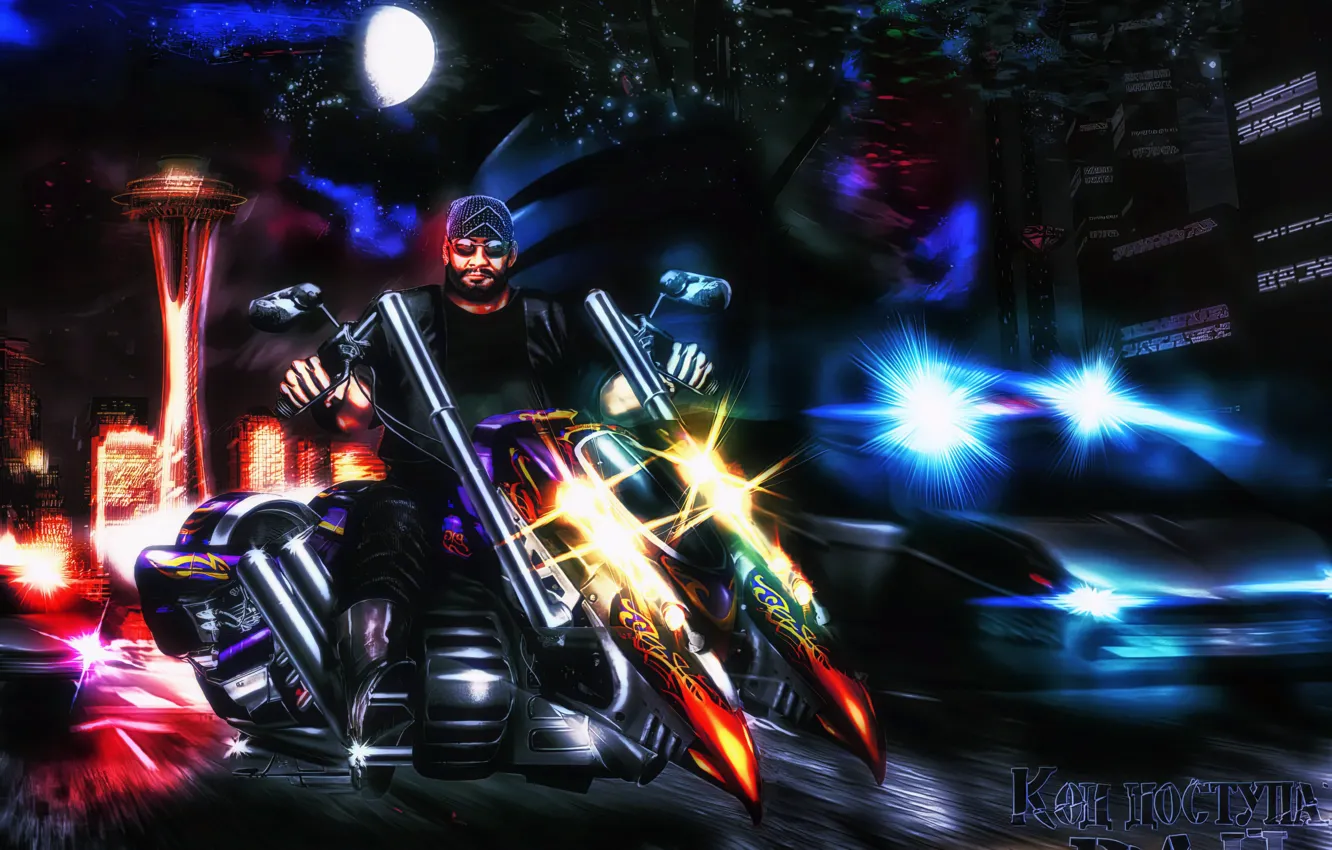Photo wallpaper road, biker, Cyberpunk, Game Art, Futuristic Car, sci-fi art, mist-land, paradise cracked