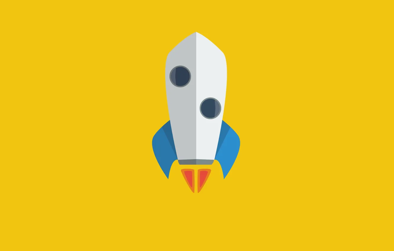 Wallpaper yellow, rocket, flat design for mobile and desktop, section ...