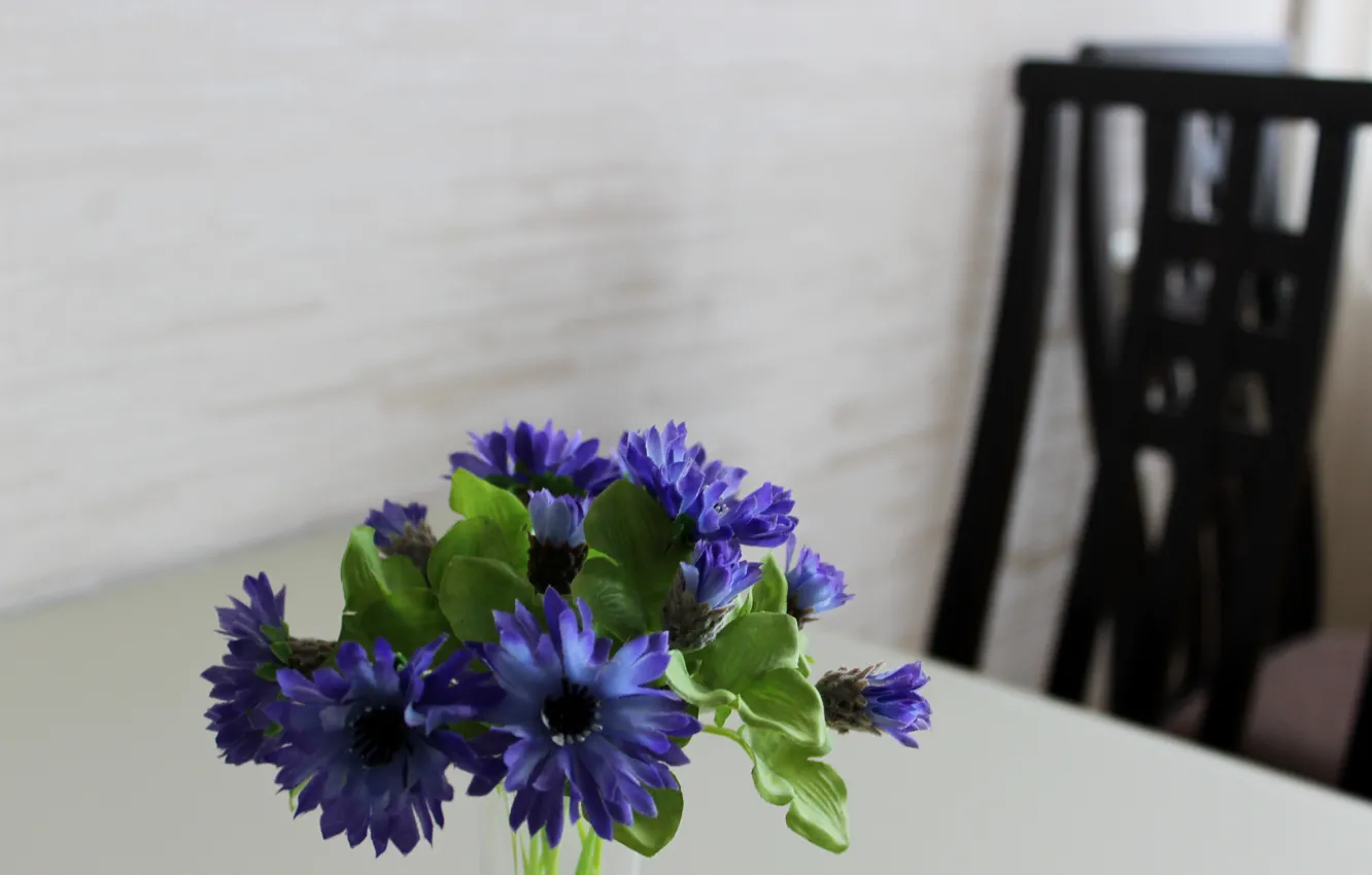 Photo wallpaper flowers, table, chair