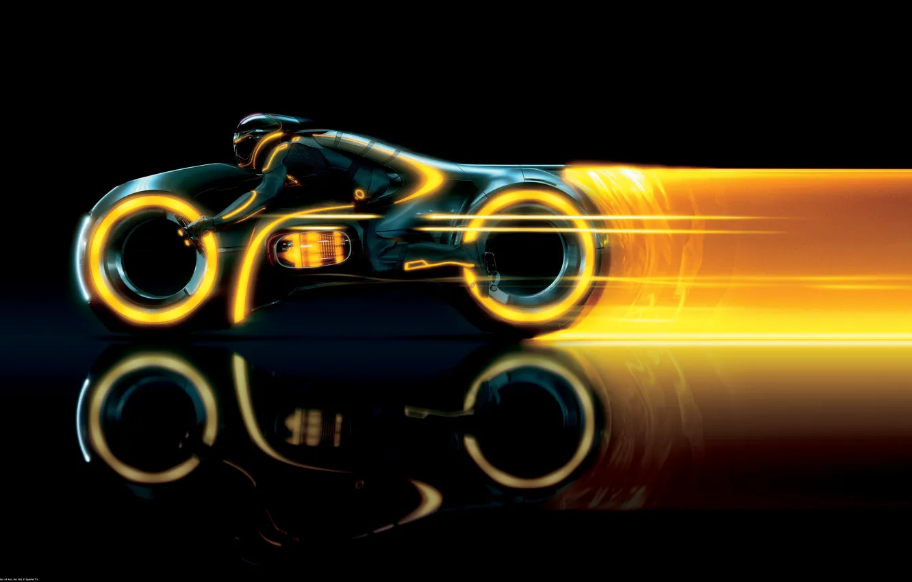 Photo wallpaper traces, motorcycle, the throne, virtuality, TRON: Legacy