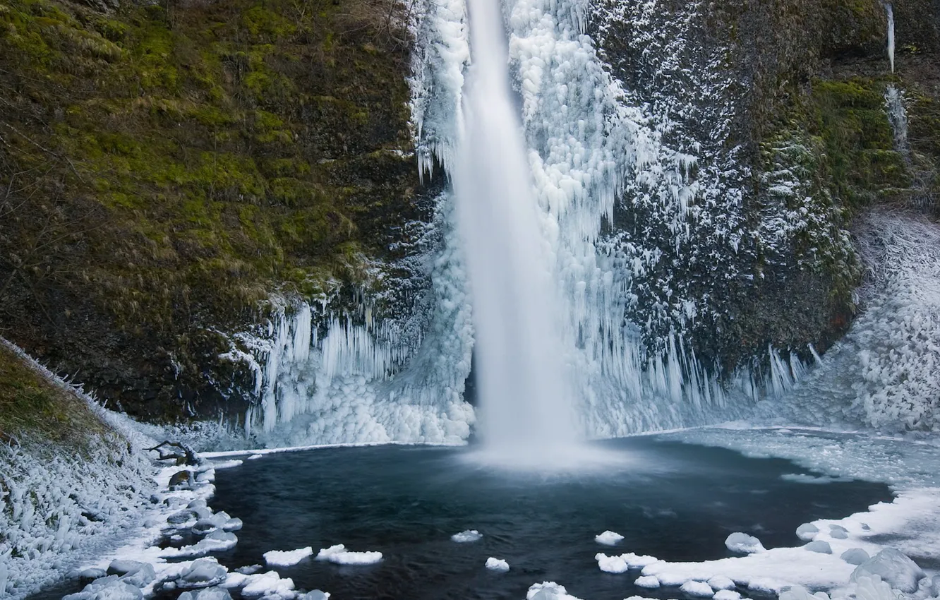 Photo wallpaper ice, winter, waterfall