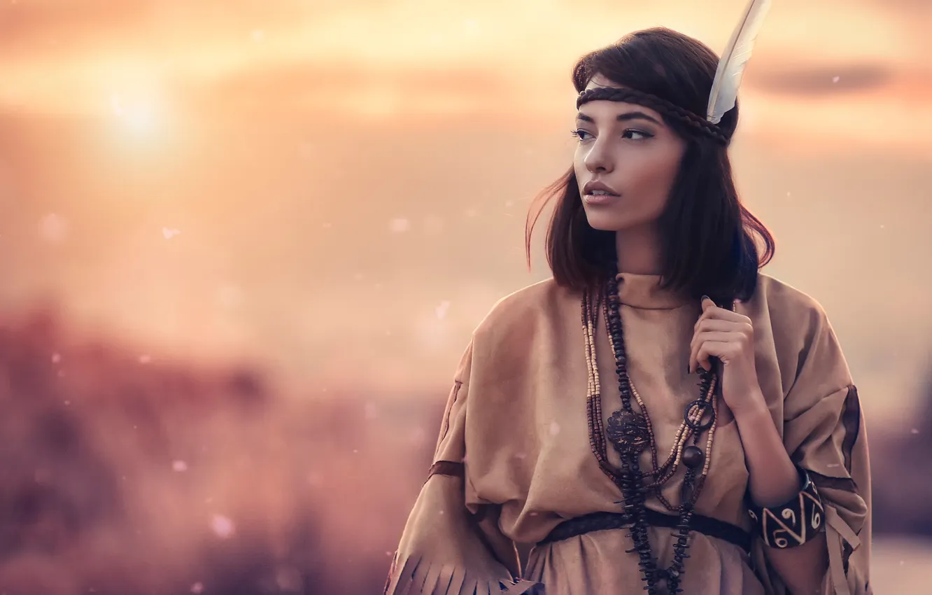 Photo wallpaper girl, clothing, feathers, outfit, Alessandro Di Cicco, ABHA