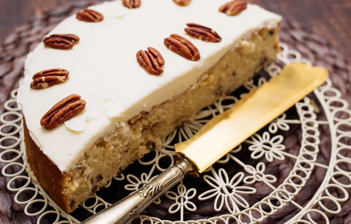 Photo wallpaper pie, nuts, cream, cakes, biscuit, pecan