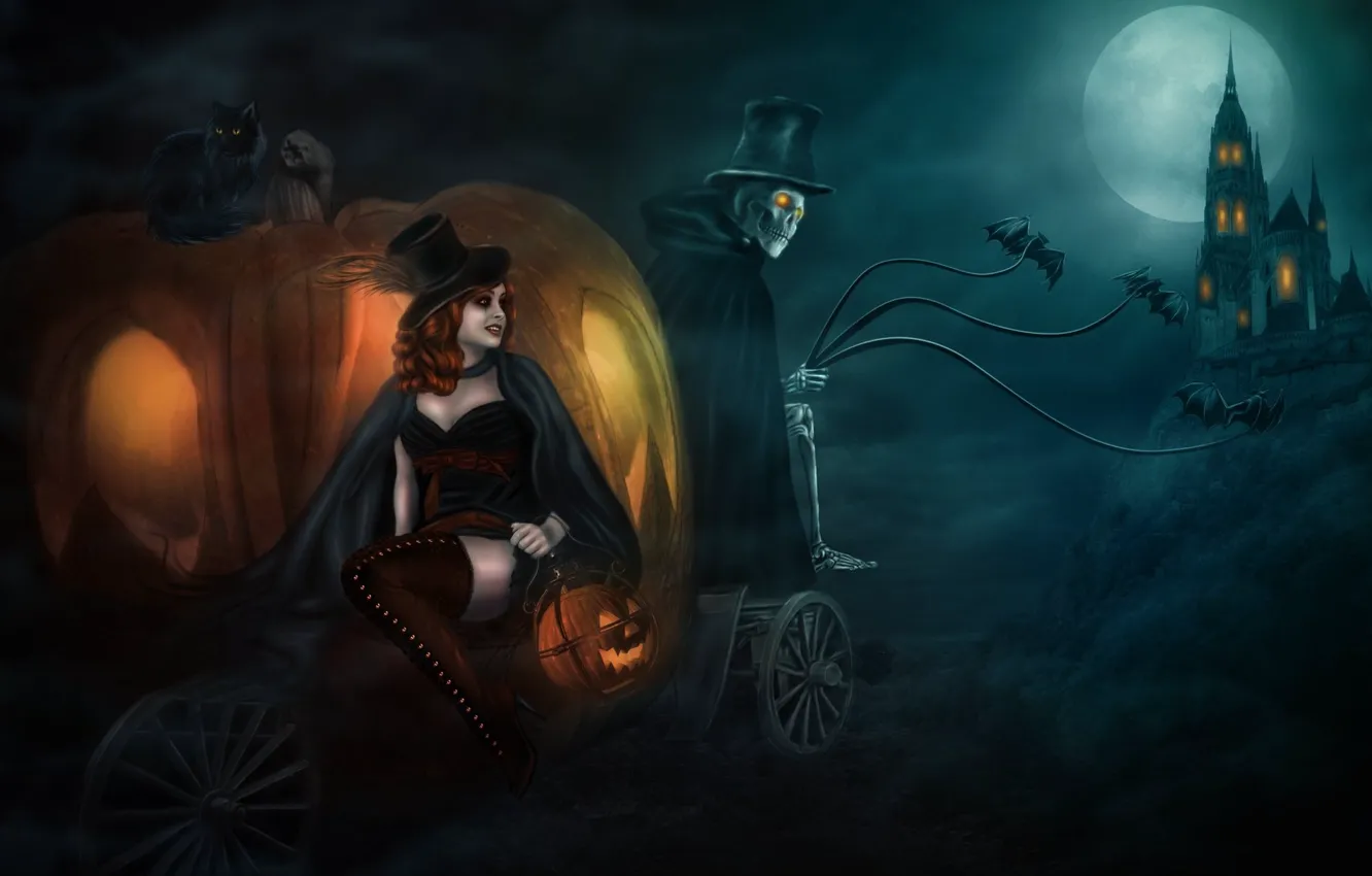 Photo wallpaper Halloween, coach, halloween cinderella
