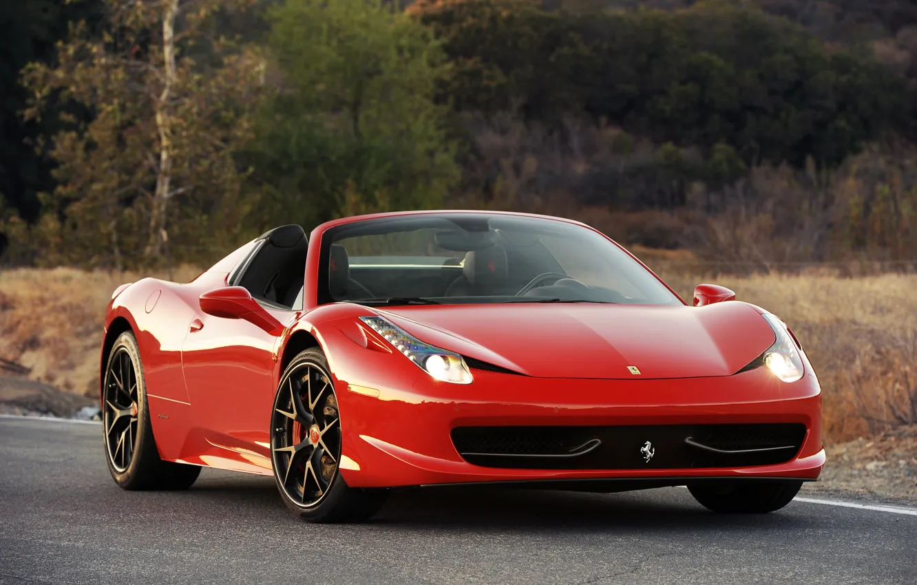 Photo wallpaper Ferrari, 458, Hennessey, front view, headlights, Hennessey Ferrari 458 Spider