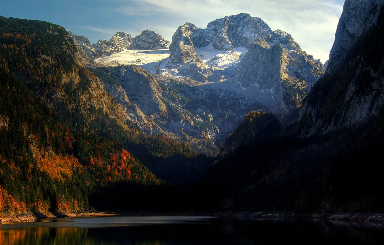 Photo wallpaper autumn, mountains, nature, lake, rocks, tops, Nature, landscape