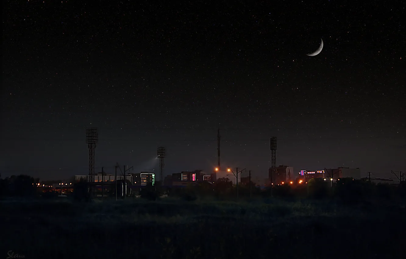 Photo wallpaper stars, night, stadium