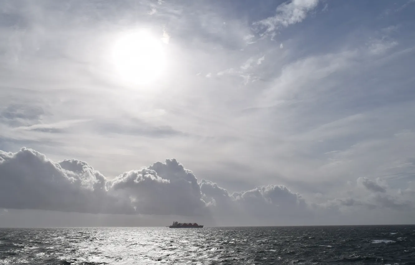 Photo wallpaper sea, clouds, The ship, the ocean the sky