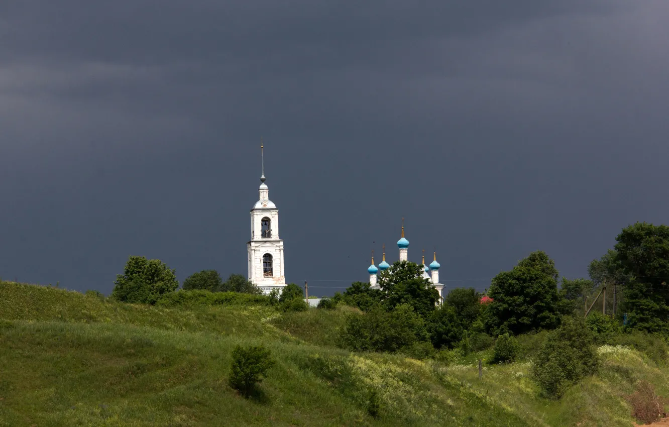 Photo wallpaper the storm, the sky, clouds, storm, Church, temple, Russia, Orthodoxy