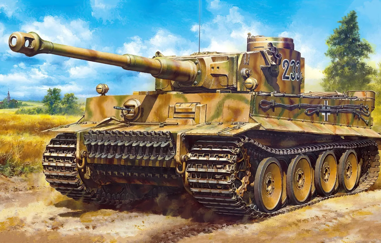 Photo wallpaper Germany, tank, Pz.Kpfw. VI, Heavy, Masami Onishi, Tiger I Early Production (Eastern Front)