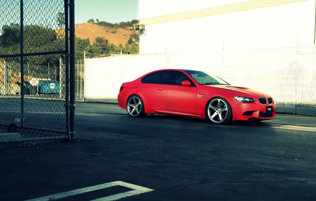 Photo wallpaper BMW, BMW, red, e92, The 3 series, frontside