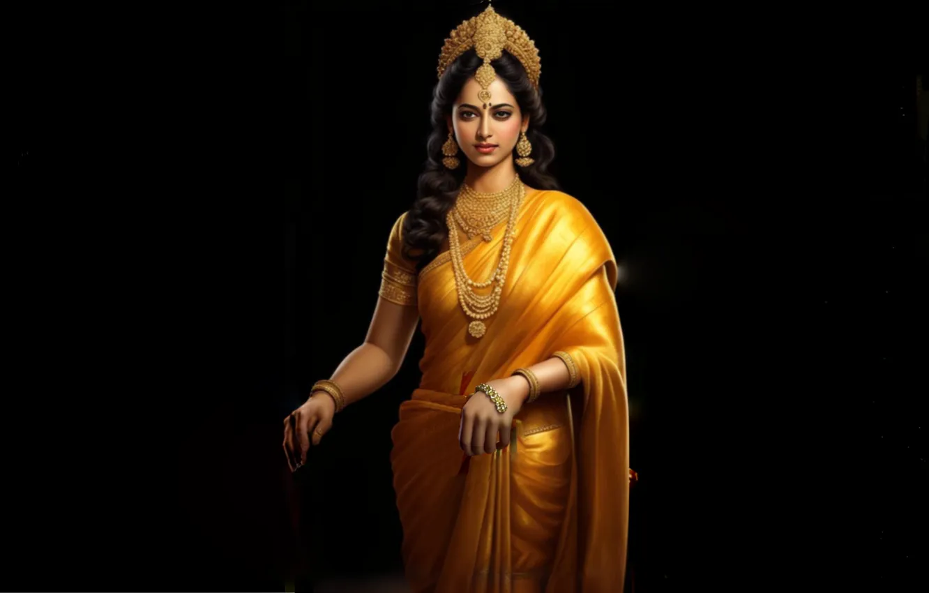 Photo wallpaper girl, woman, people, portrait, beauty, India, dress, fantasy