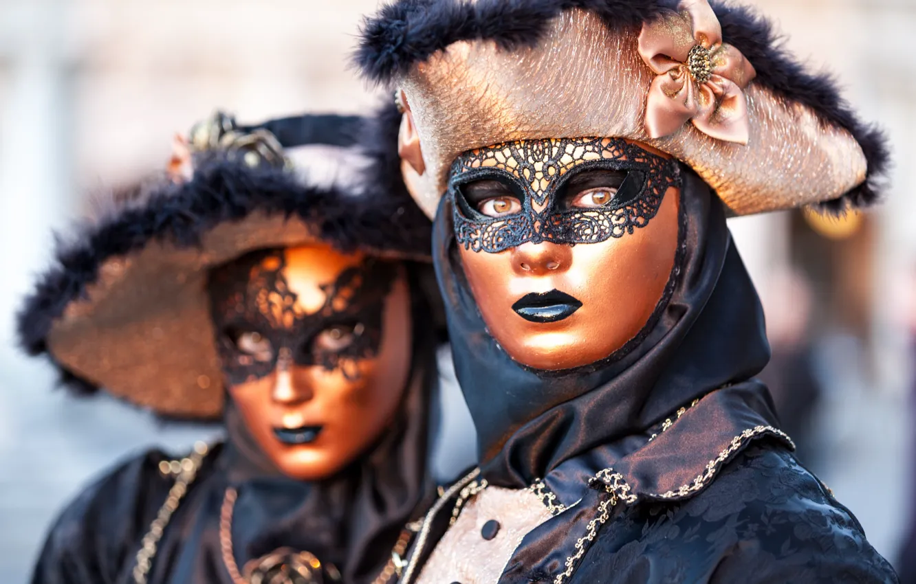 Photo wallpaper carnival, mask, hats, costumes
