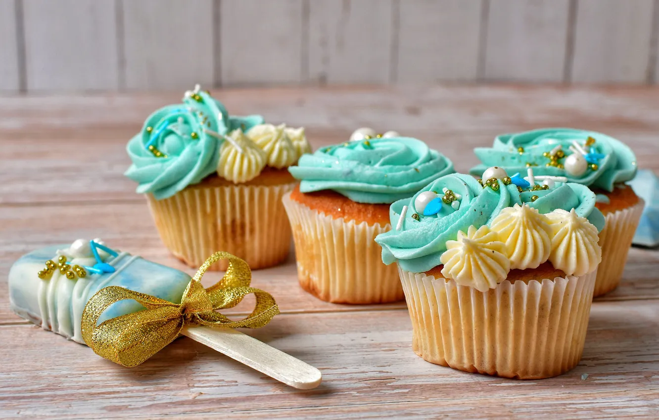 Photo wallpaper ice cream, cream, dessert, cupcakes, design