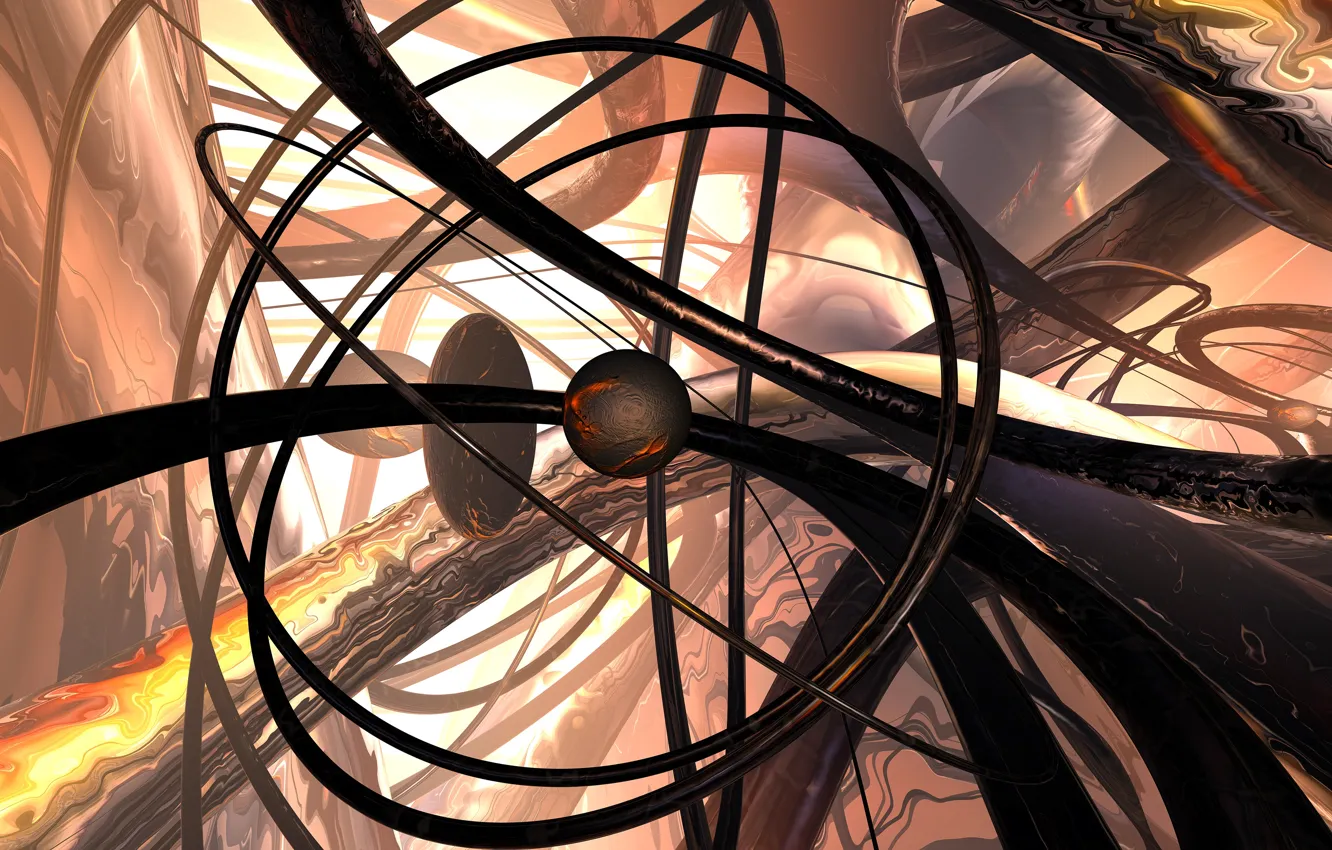 Photo wallpaper light, circles, abstraction, space, graphics, ball, structure, the volume