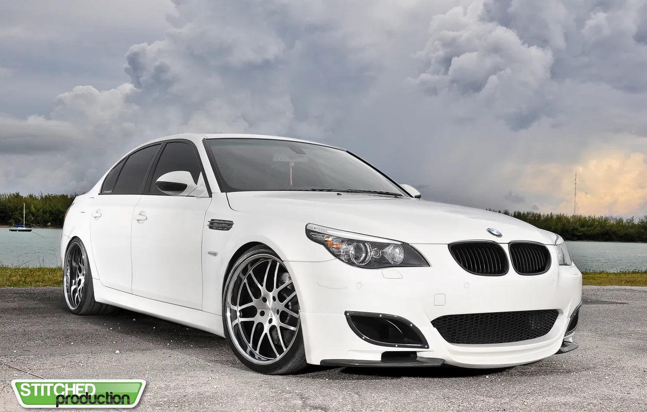 Photo wallpaper white, clouds, shore, BMW, Miami, BMW, white, Miami