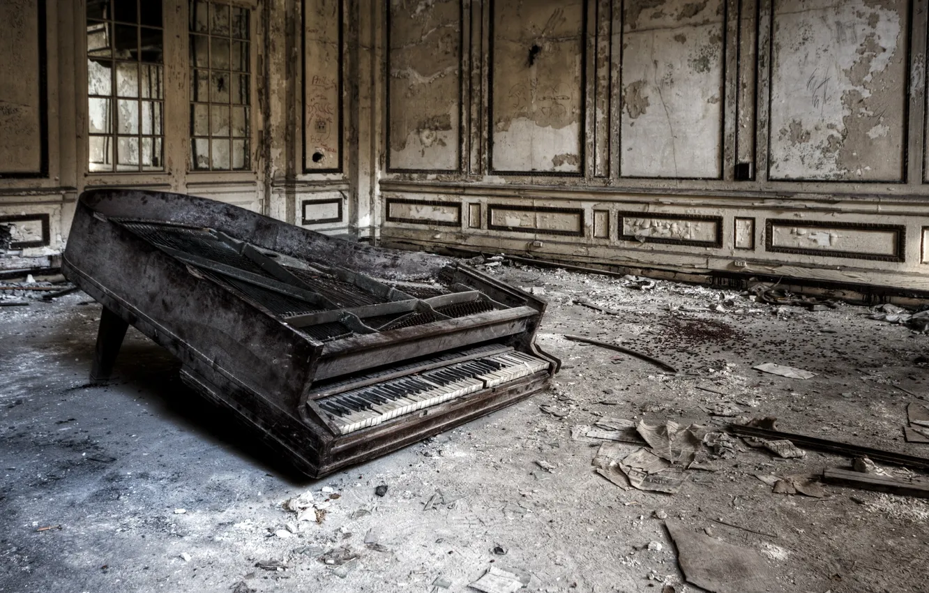 Photo wallpaper background, room, piano