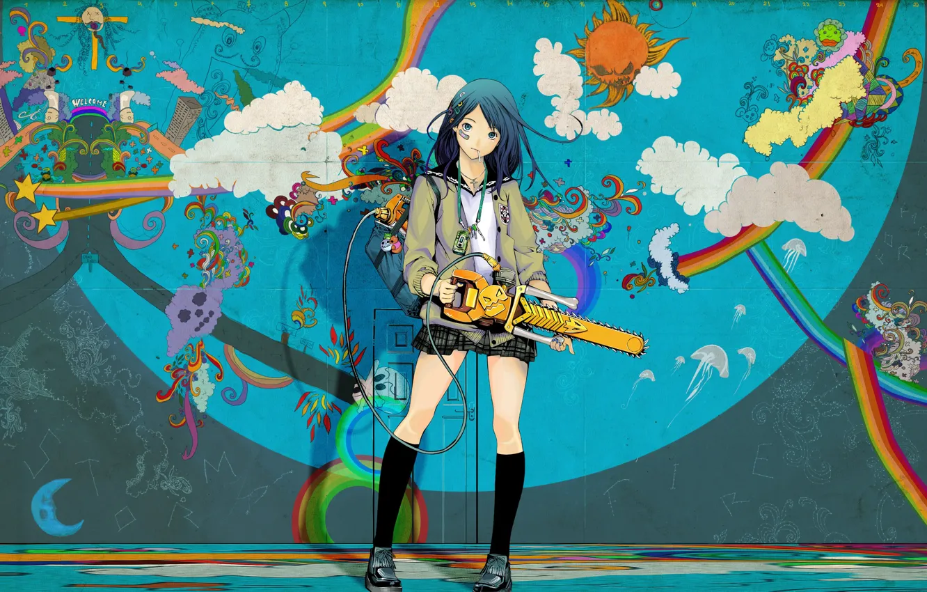 Photo wallpaper girl, kawaii, colorful