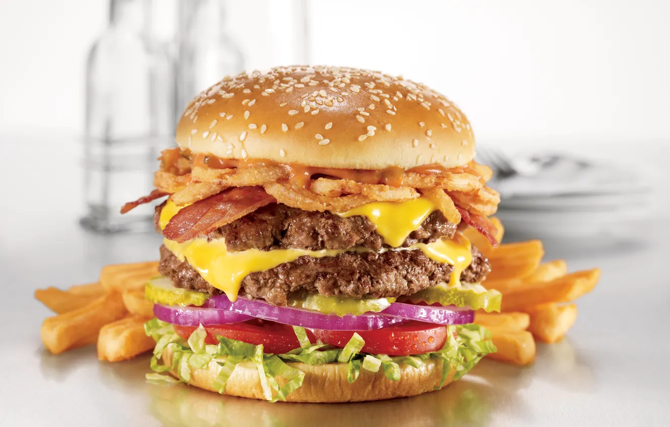 Photo wallpaper Fast food, Chop, Food, Hamburger