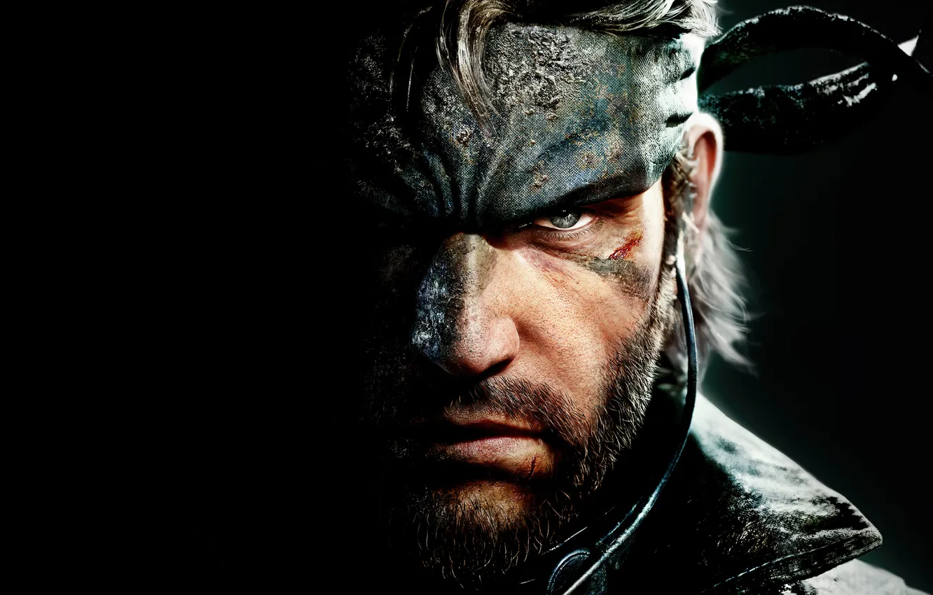 Photo wallpaper Games, Snake, Black Background, 2024 Games, Metal Gear Solid Delta: Snake Eater