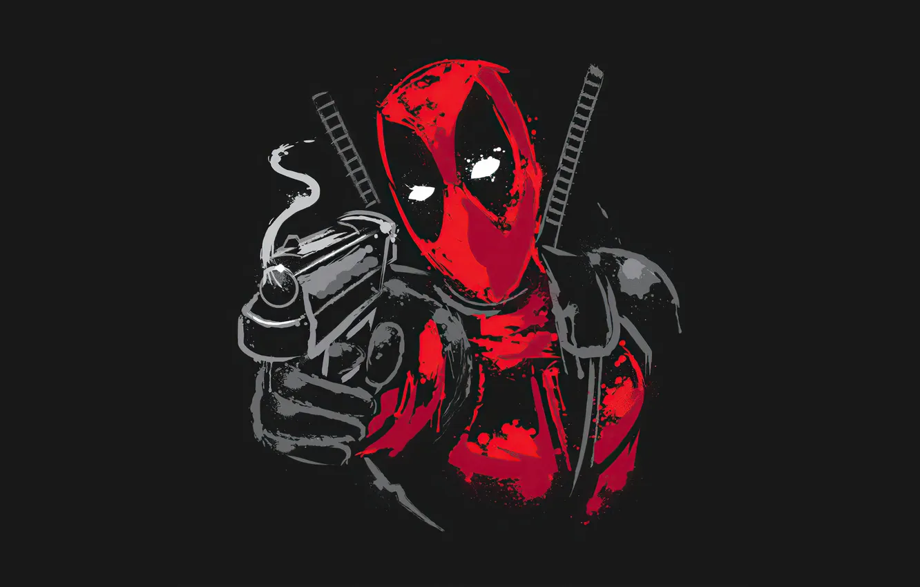 Photo wallpaper gun, mask, Deadpool, super hero, minimalism, Deadpool, Marvel Comics