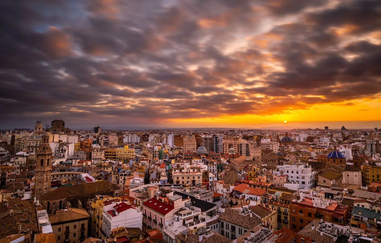 Photo wallpaper sunset, the city, Valencia