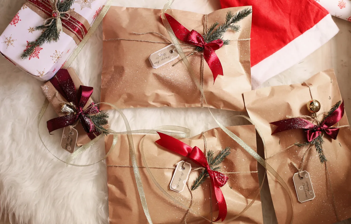 Photo wallpaper snow, tree, new year, Christmas, merry christmas, Xmas, gift, decoration