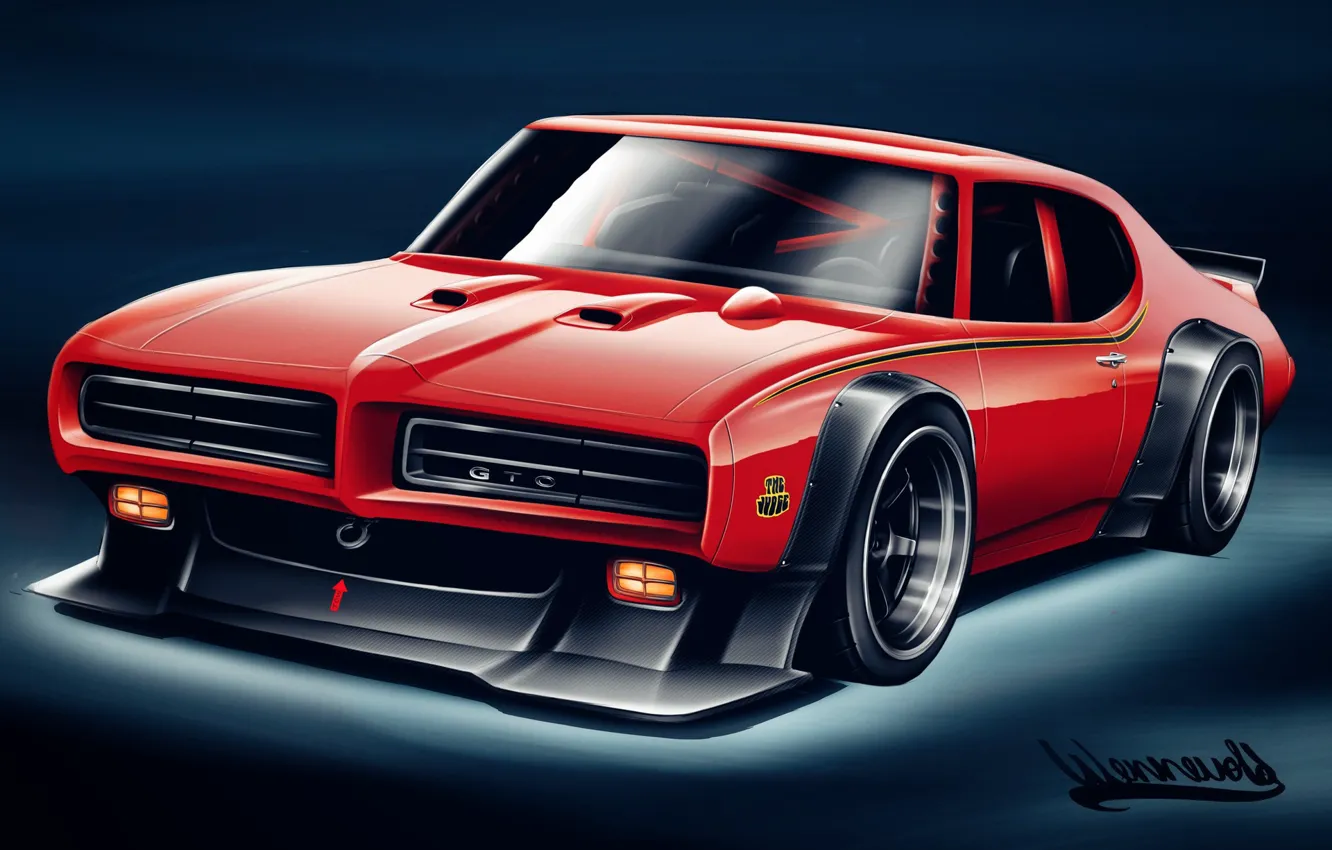 Photo wallpaper machine, auto, figure, art, Pontiac, Pontiac GTO, The Judge, by Andreas Hoas Wennevold