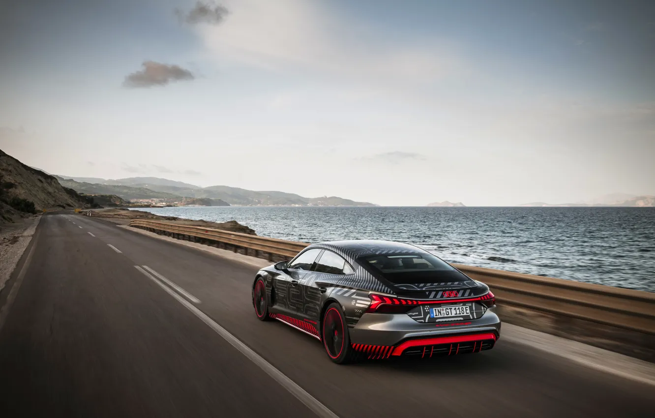 Photo wallpaper road, movement, Audi, coast, coupe, 2020, RS e-Tron GT Prototype