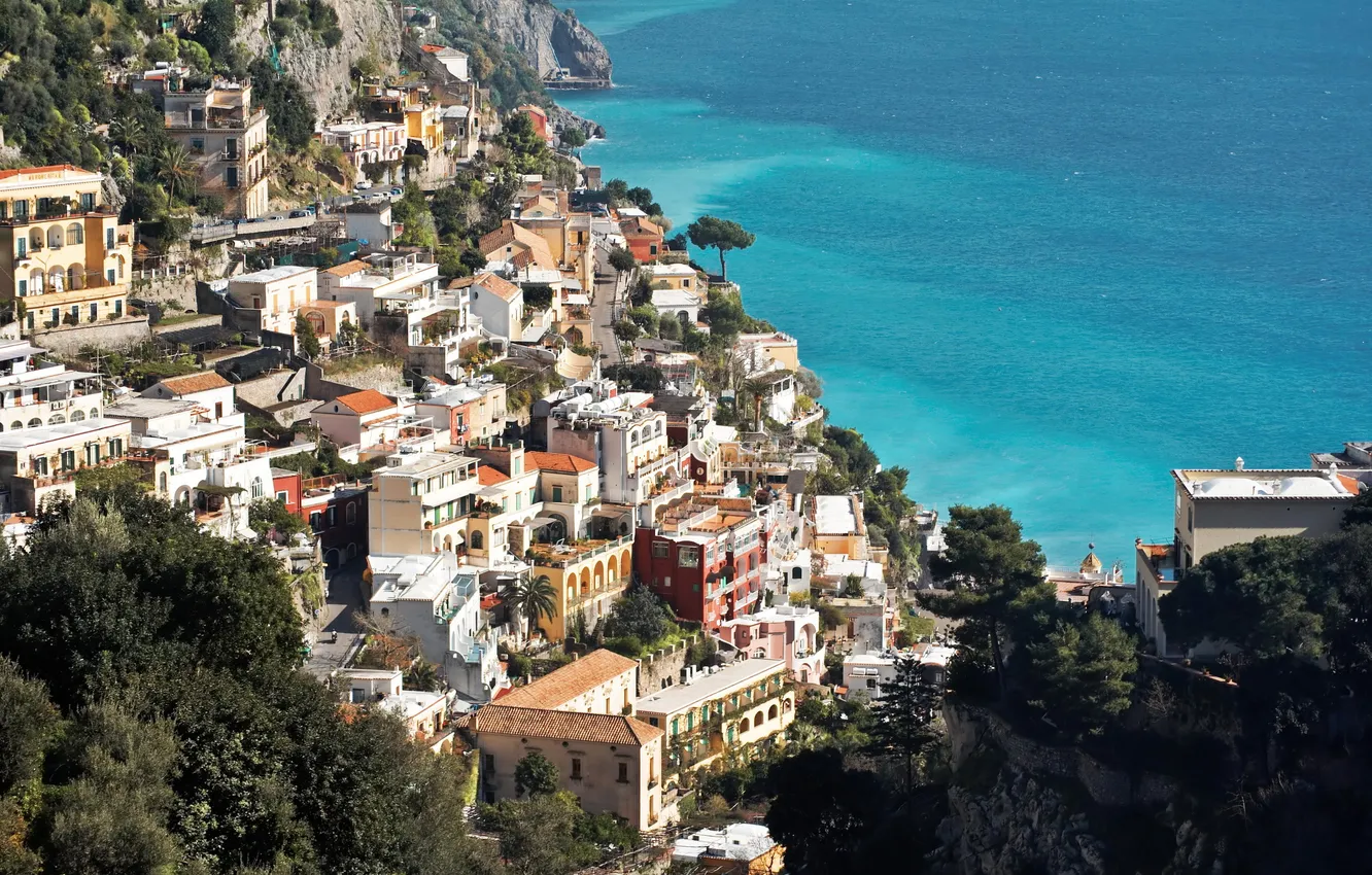 Photo wallpaper the city, photo, coast, home, Italy, top, Amalfi