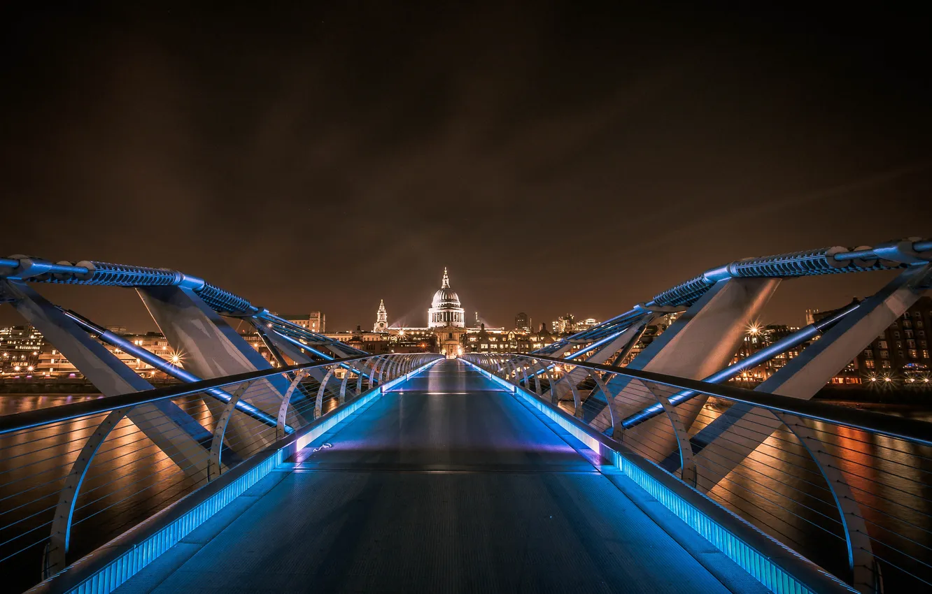 Photo wallpaper night, bridge, the city, London, backlight