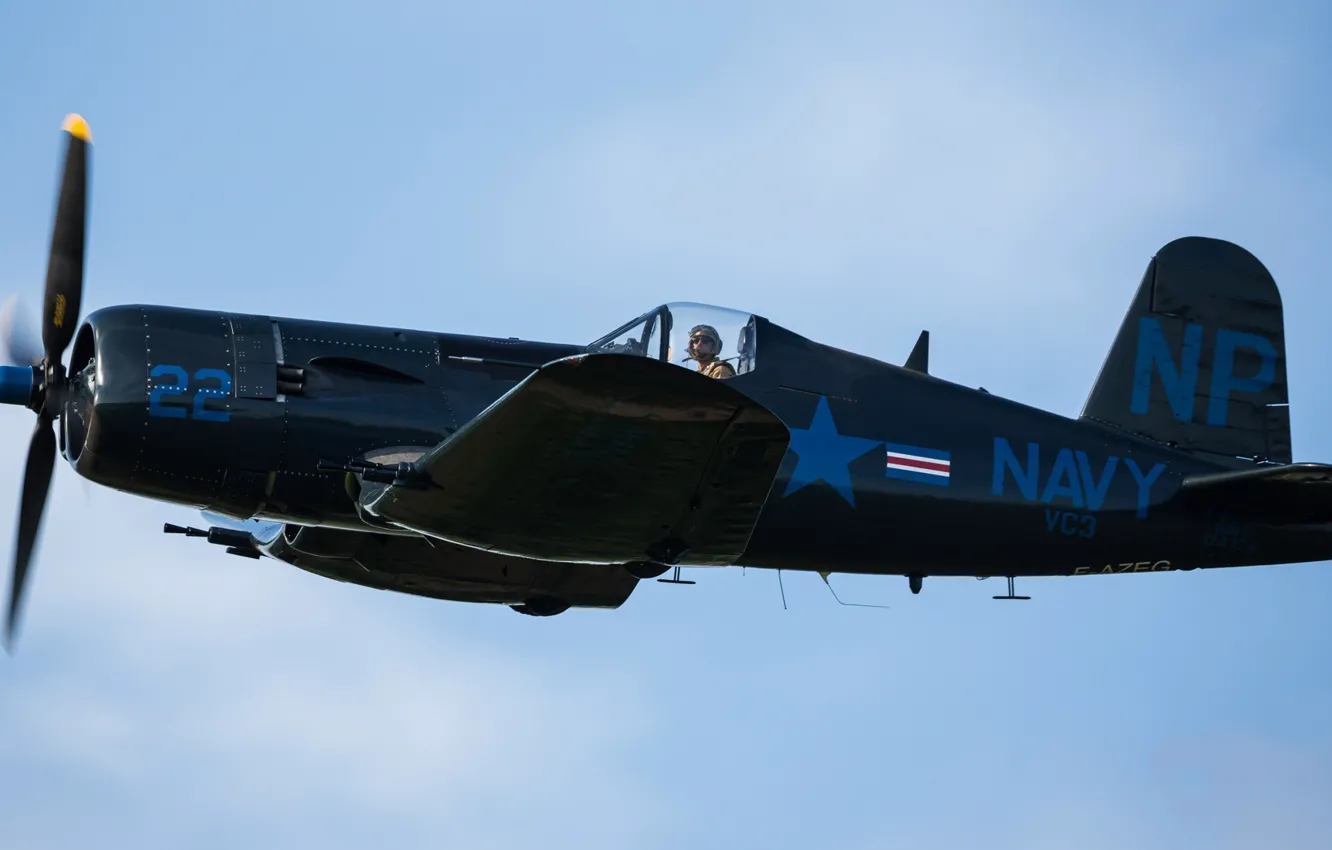 Photo wallpaper Screw, Fighter, Pilot, Chance Vought F4U Corsair, The Second World War, F4U Corsair, US NAVY
