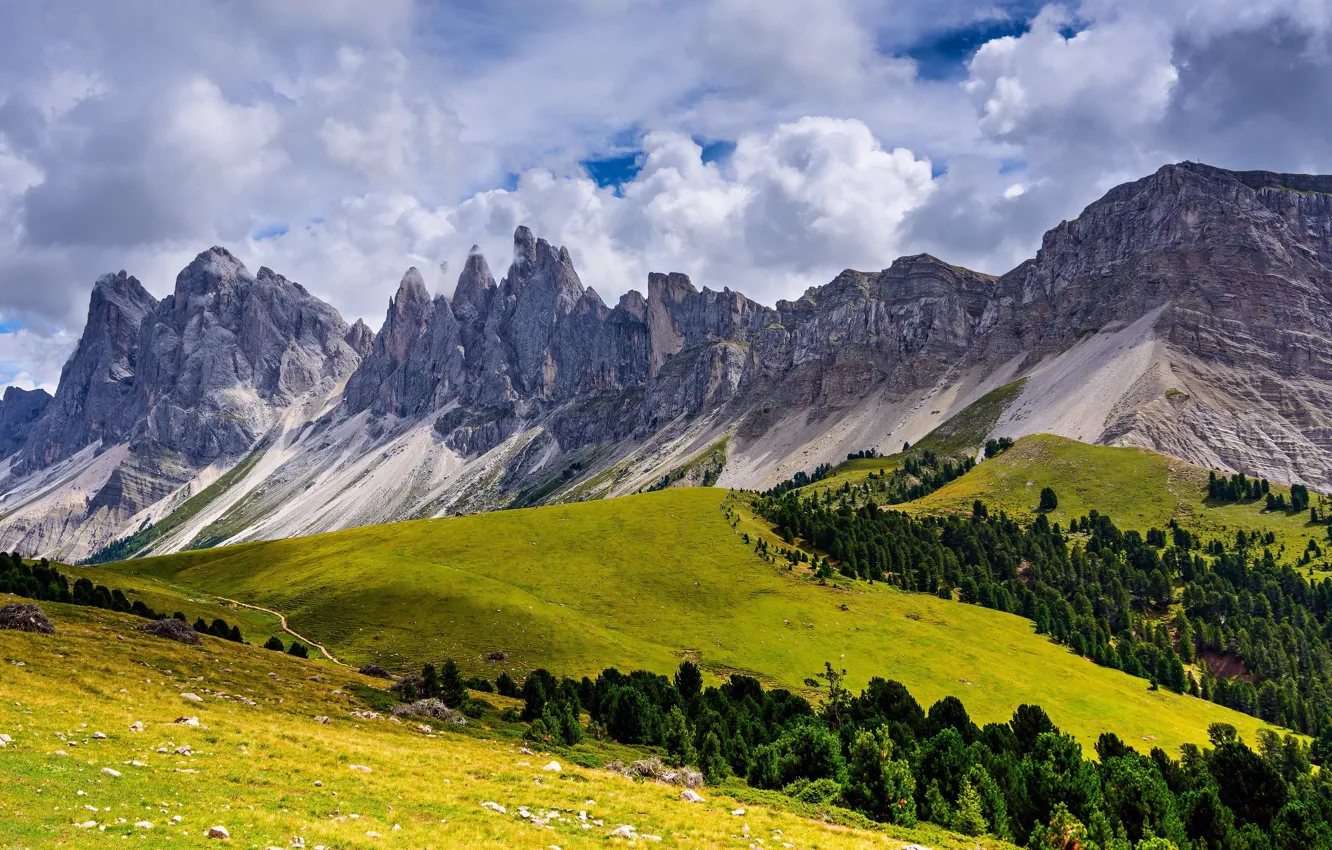 Photo wallpaper clouds, mountains, Italy, Trentino-Alto Adige