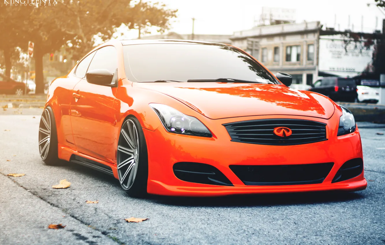 Photo wallpaper tuning, orange, Infiniti, infiniti, tuning, orange, stance, G35