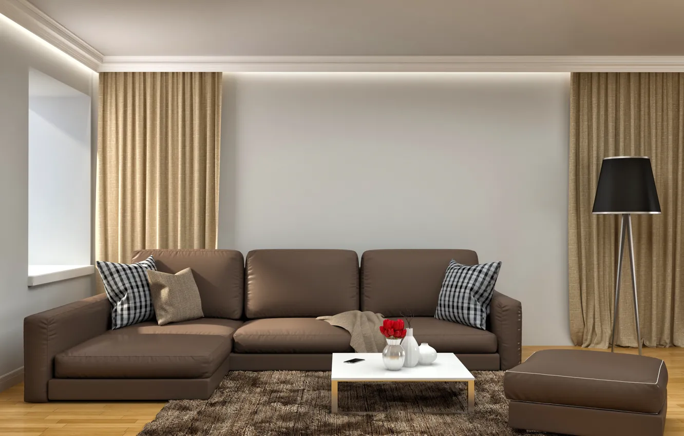 Photo wallpaper sofa, interior, table, modern, living room, sofa, modern