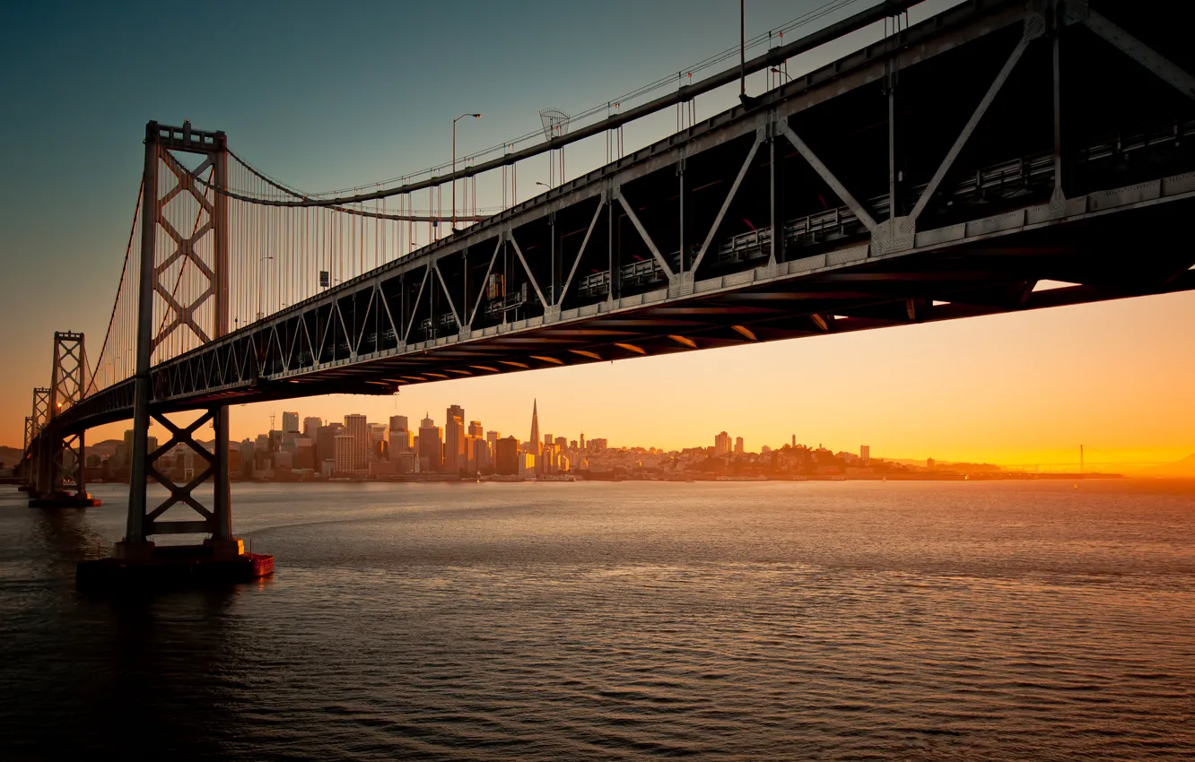 Photo wallpaper water, sunset, bridge, the evening, california, CA, san francisco, San Francisco