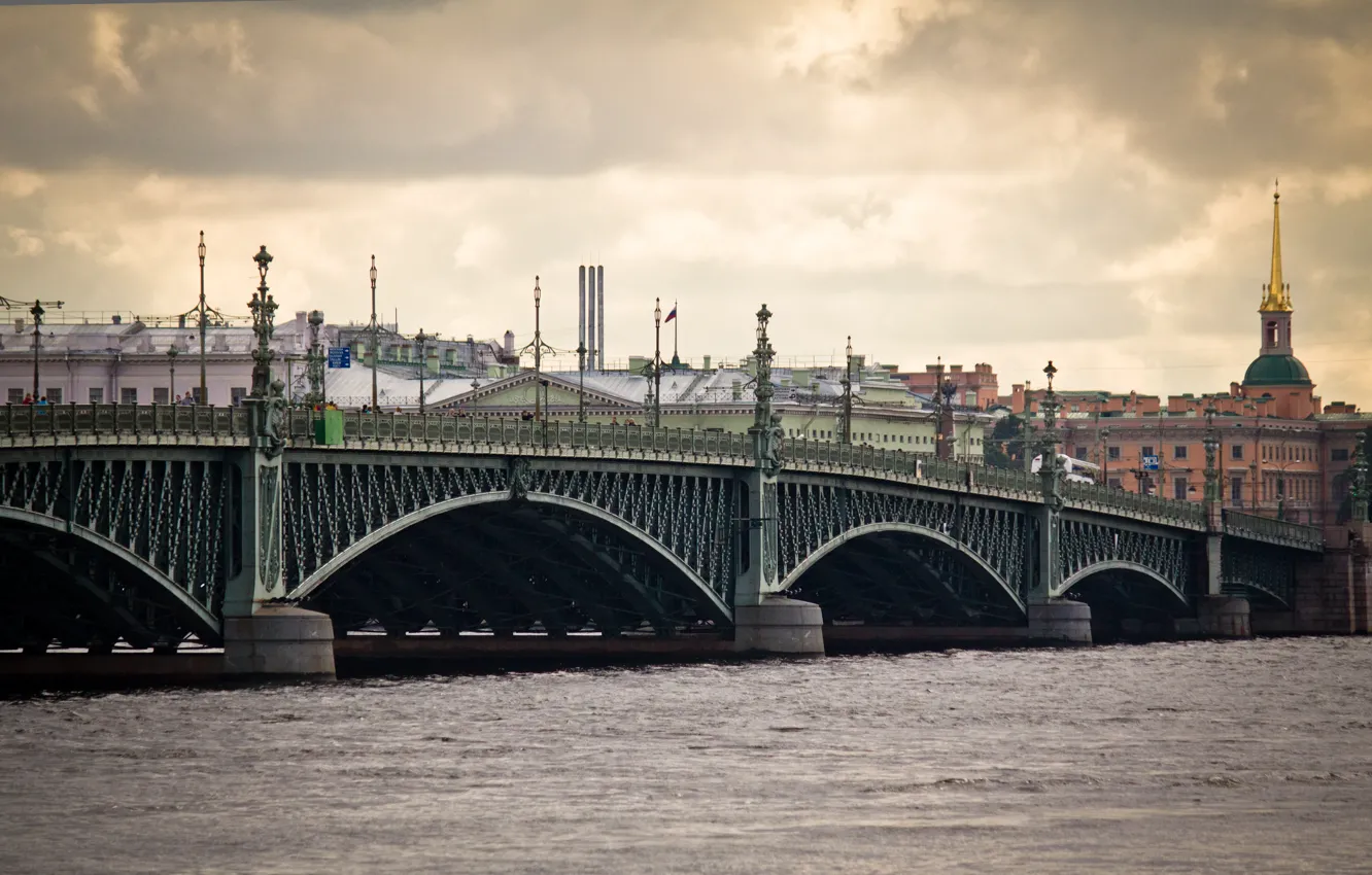 Photo wallpaper bridge, river, Peter, Saint Petersburg, Russia, promenade, St. Petersburg