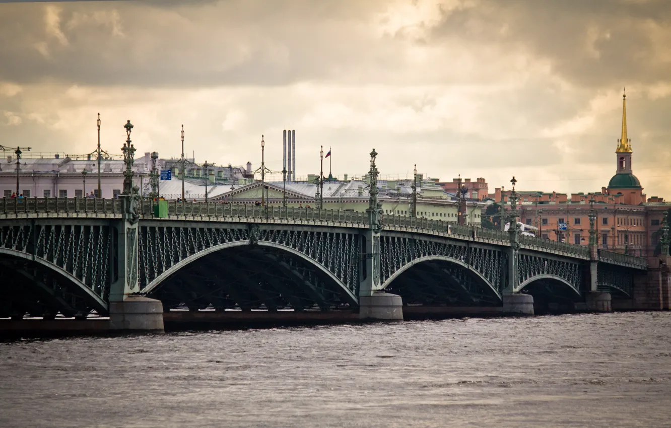 Photo wallpaper bridge, river, Russia, promenade, Peter, Saint Petersburg, St. Petersburg