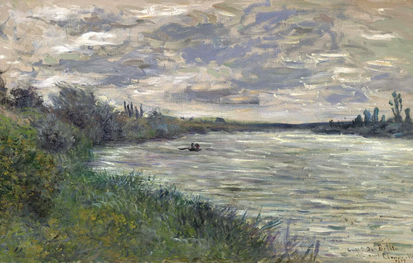 Photo wallpaper landscape, picture, Claude Monet, The Seine near Vétheuil. Stormy Weather