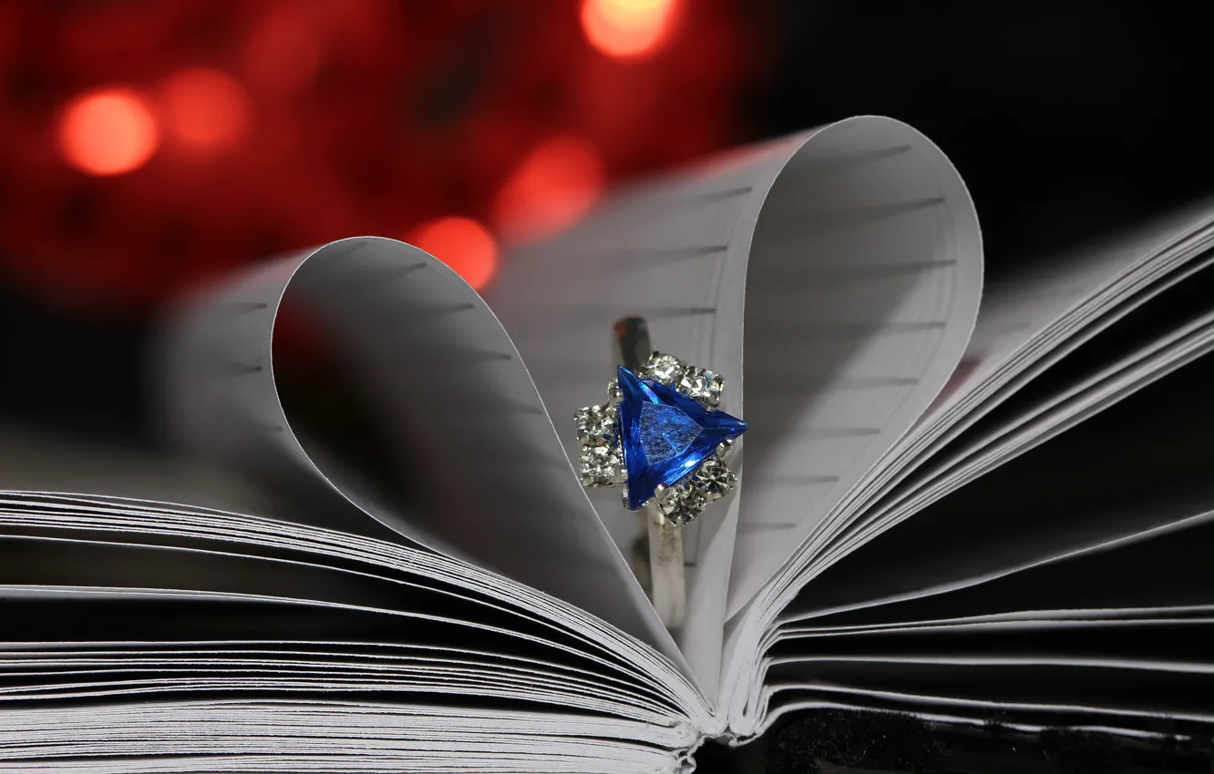 Photo wallpaper macro, background, heart, ring, bokeh