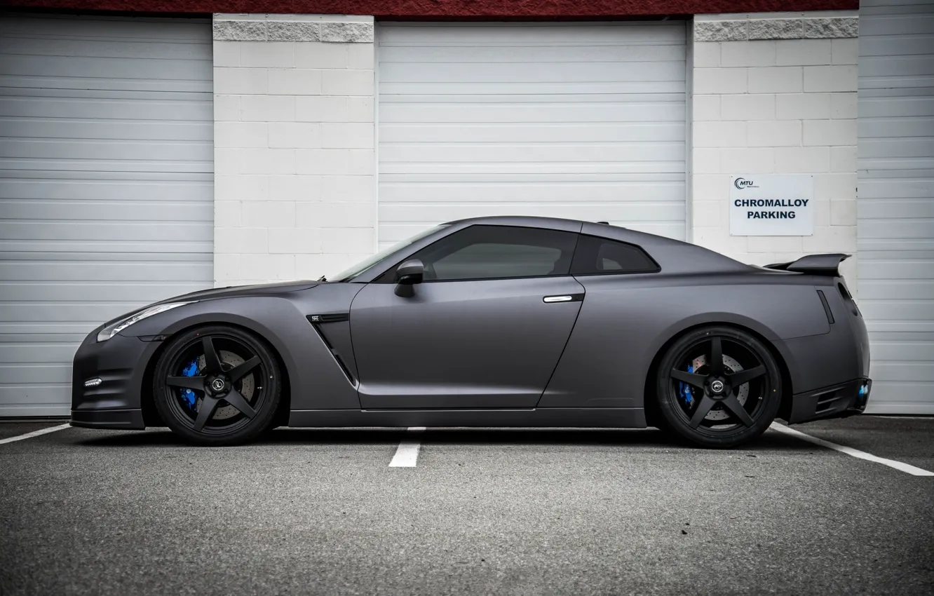 Photo wallpaper black, nissan, profile, drives, Nissan, gt-r, GT-R, r35